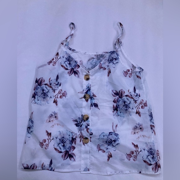 Landee Womens Floral Tops Casual Tunic Loose Fitting Bat Wing Tie Knot Button - Picture 9 of 9